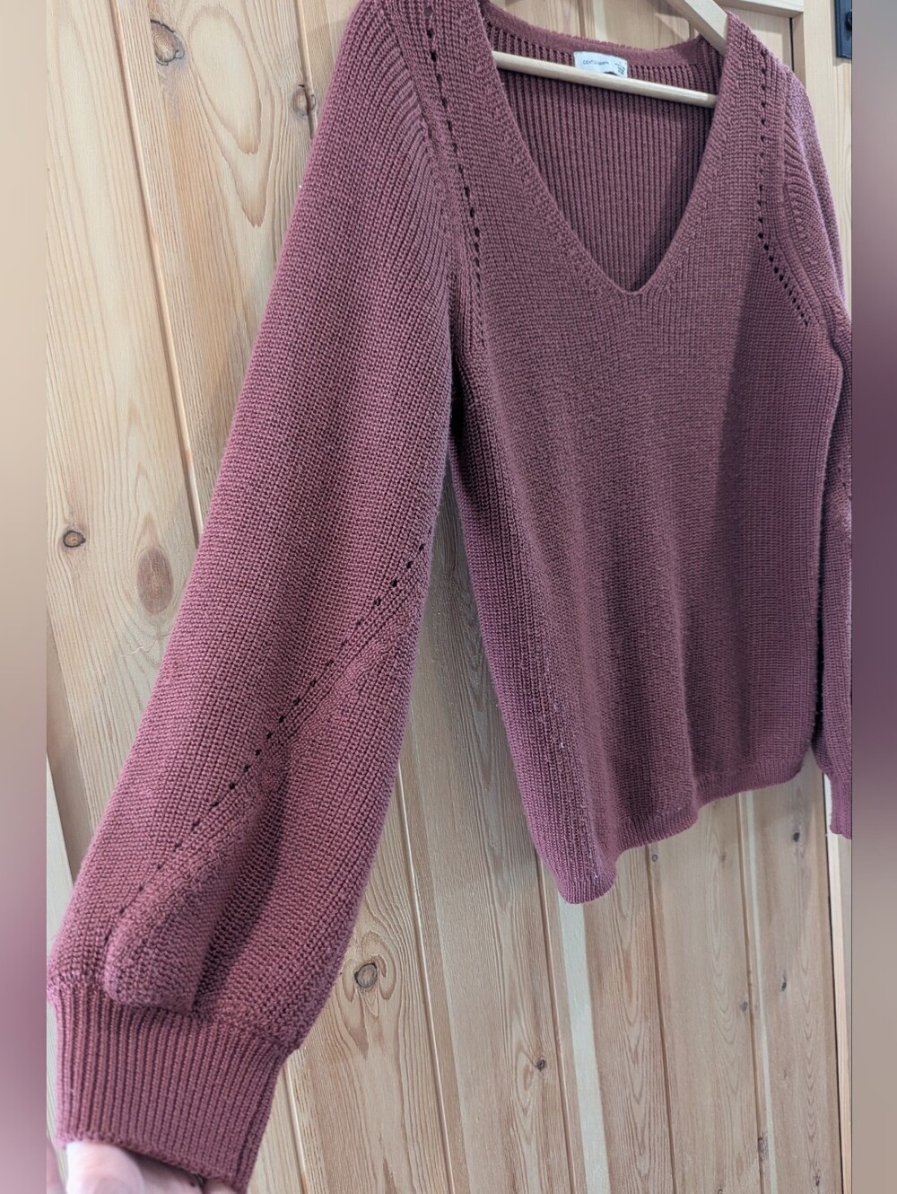 Gentle Fawn V-Neck Balloon Sleeve Sweater - Mauve - Picture 4 of 8